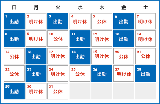 図：隔日勤務の働き方イメーじ